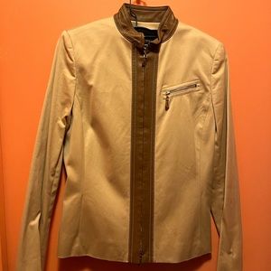 Brand New - Dana Buckman Cotton Jacket with Leather Trim -Size 8